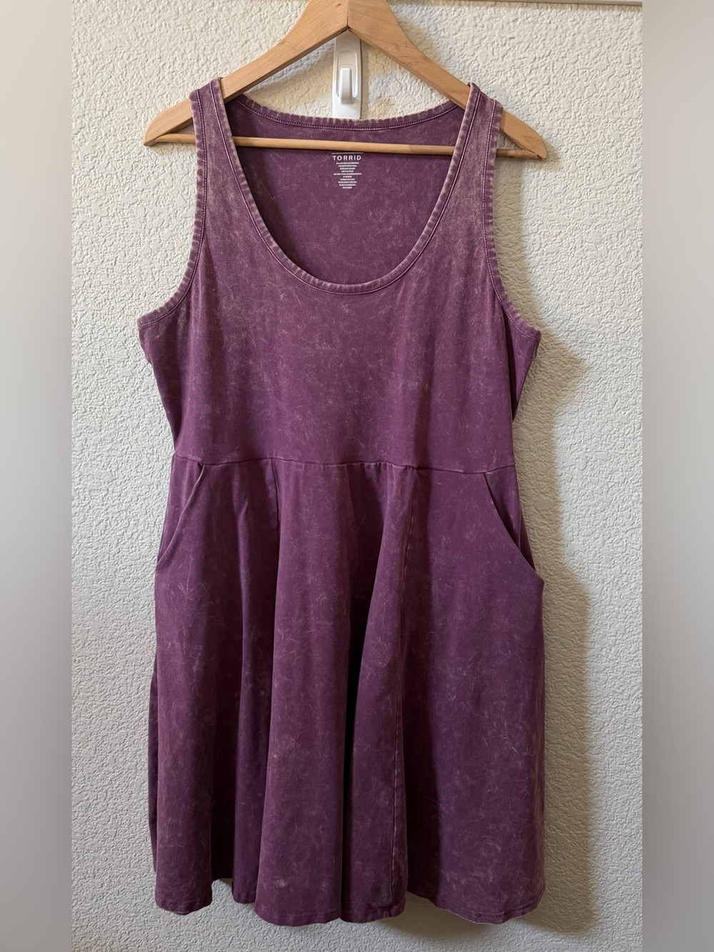 Torrid Women’s 2 (US 2X) Purple Mineral Wash Sleeveless Skater Dress +pockets